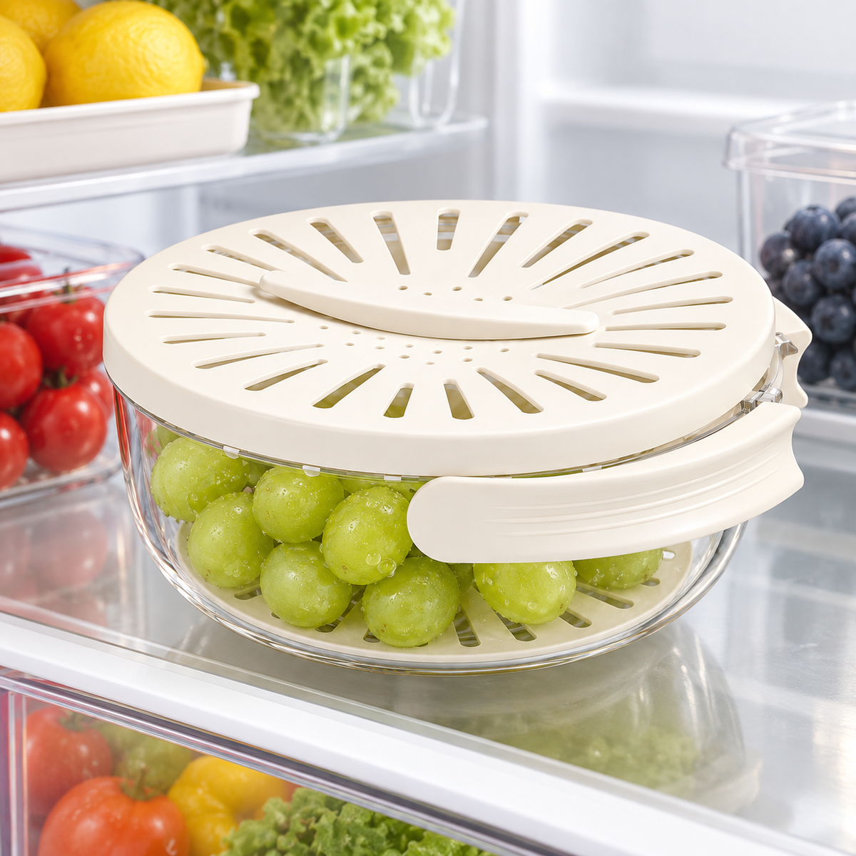 Escurridor de Cocina 2 en 1 con Cuenco para Frutas y Verdura