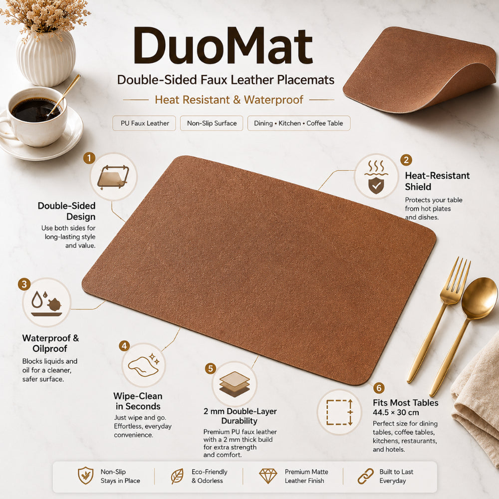 DuoMat Manteles Individuales Reversibles de Cuero Sintético