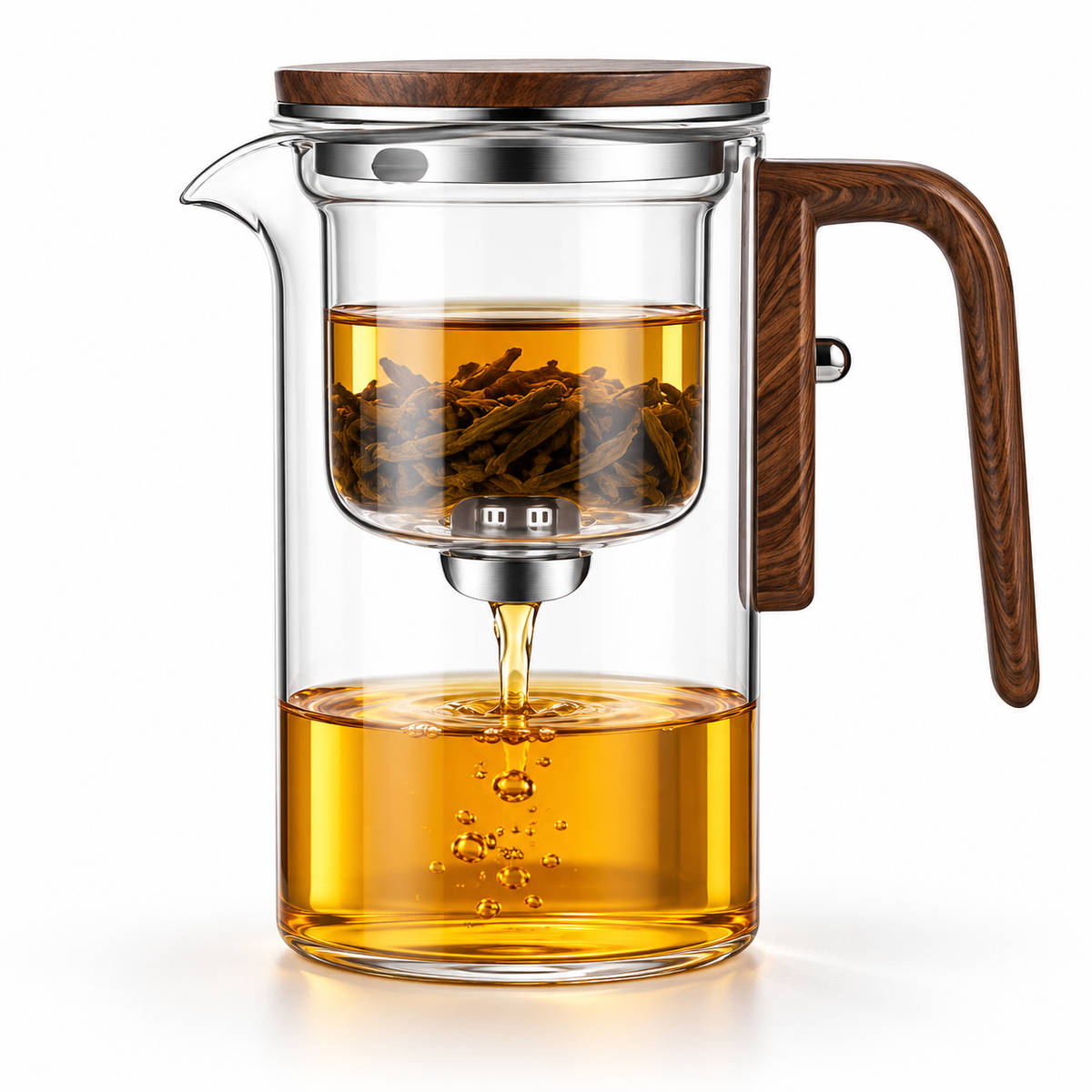 Tetera con Infusor de Vidrio para Té Frío y Caliente en Hoja