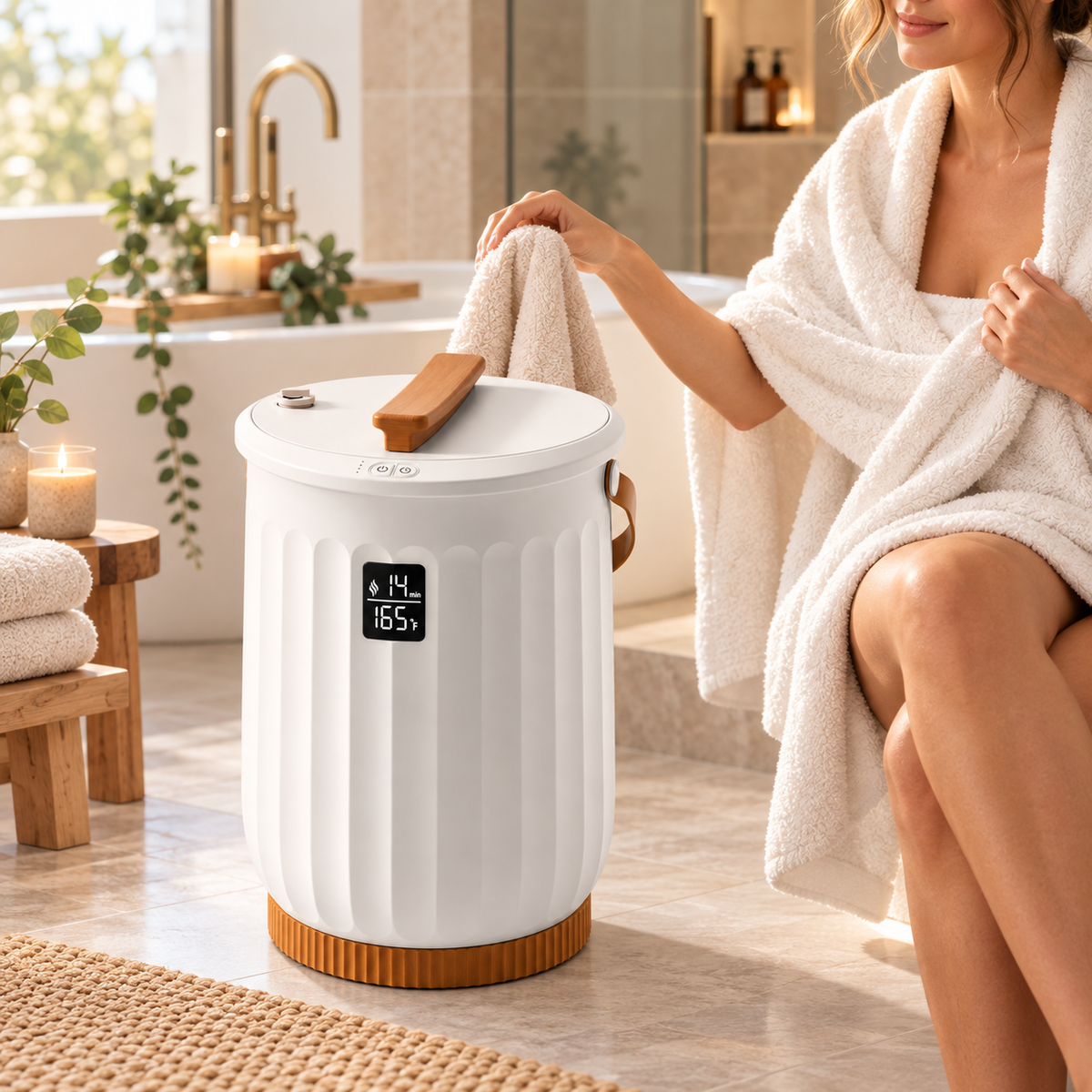 Calentador Eléctrico de Toallas con Temporizador para Baño