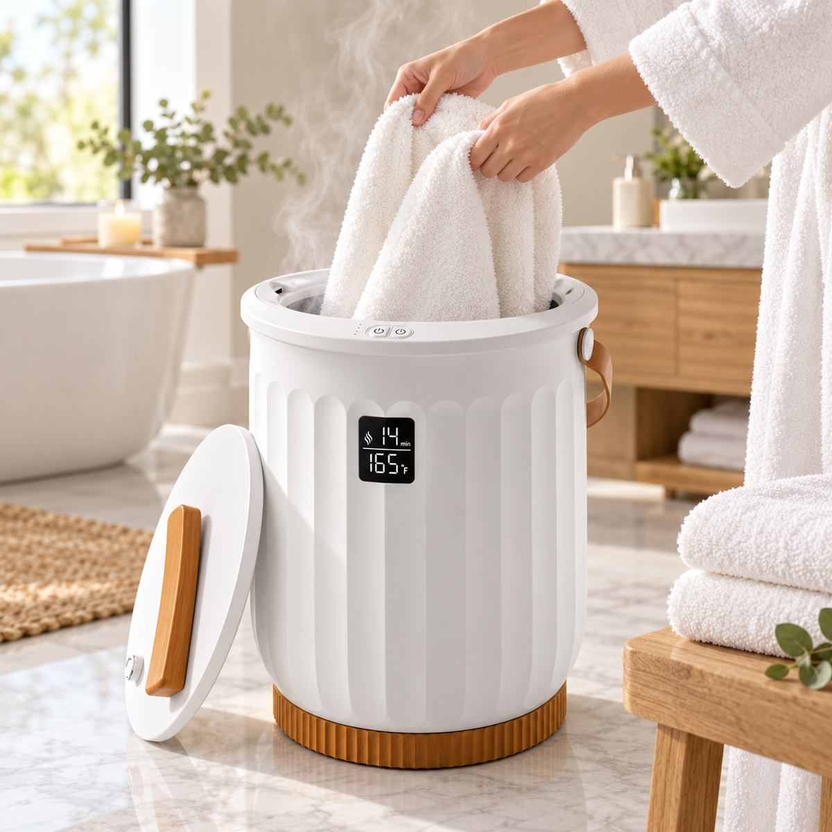 Calentador Eléctrico de Toallas con Temporizador para Baño