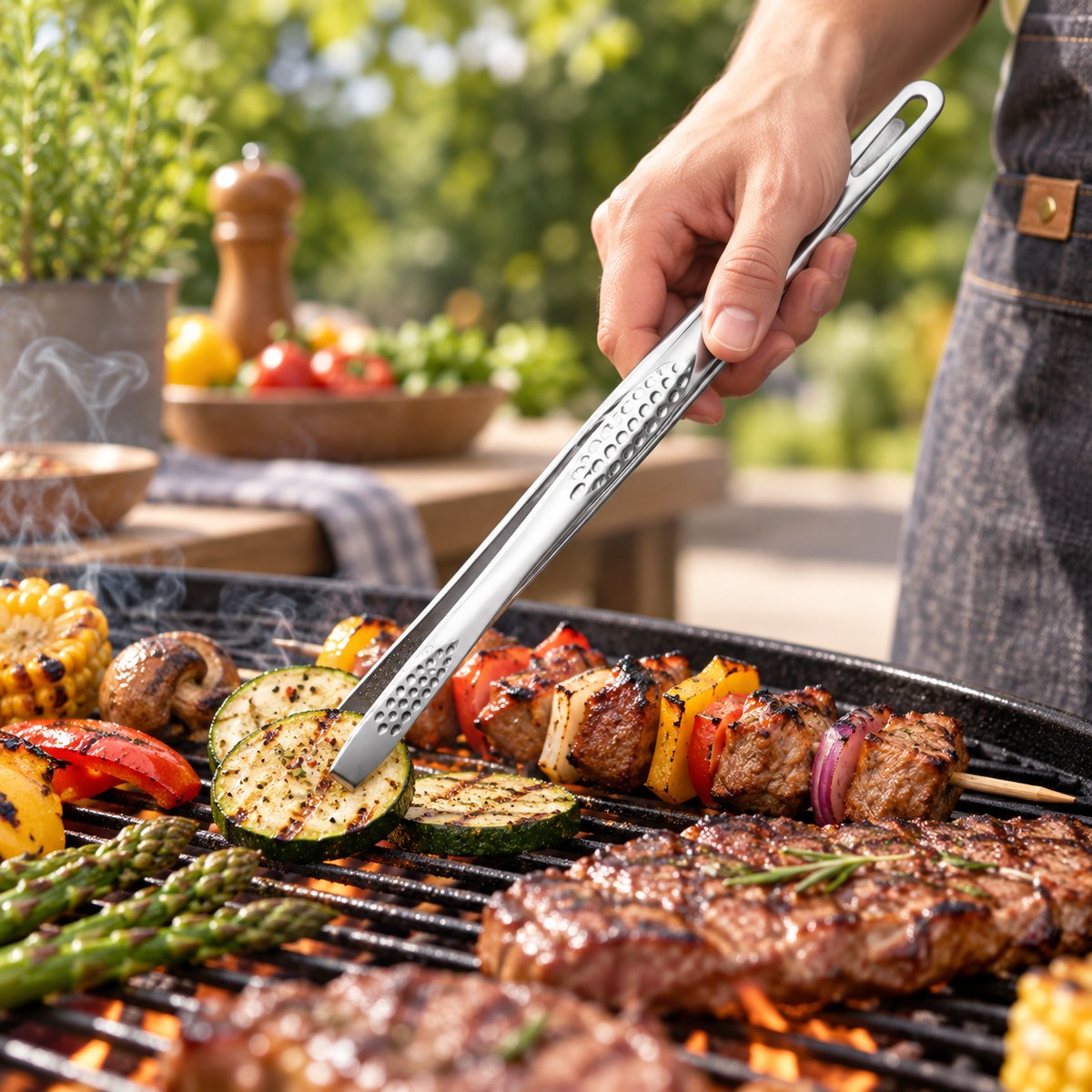 Pinzas de Barbacoa de Acero Inoxidable Ergonómicas para Asar