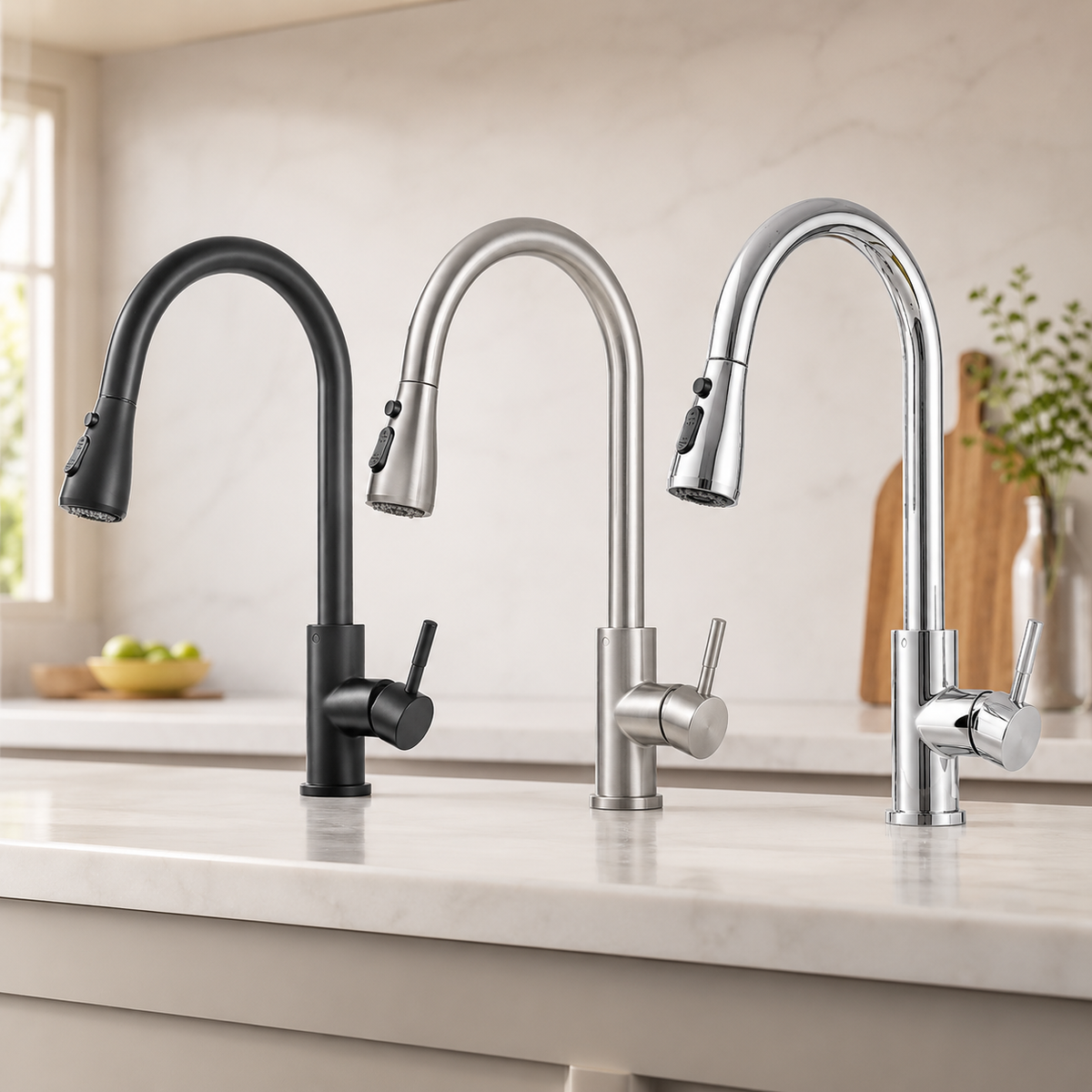 Grifo de Cocina Extensible con Rociador Giratorio Extraíble