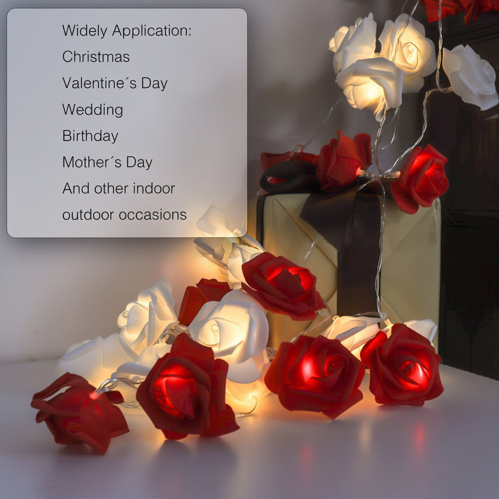 Guirnalda de Luces LED con Flores de Rosa a Pilas o por USB