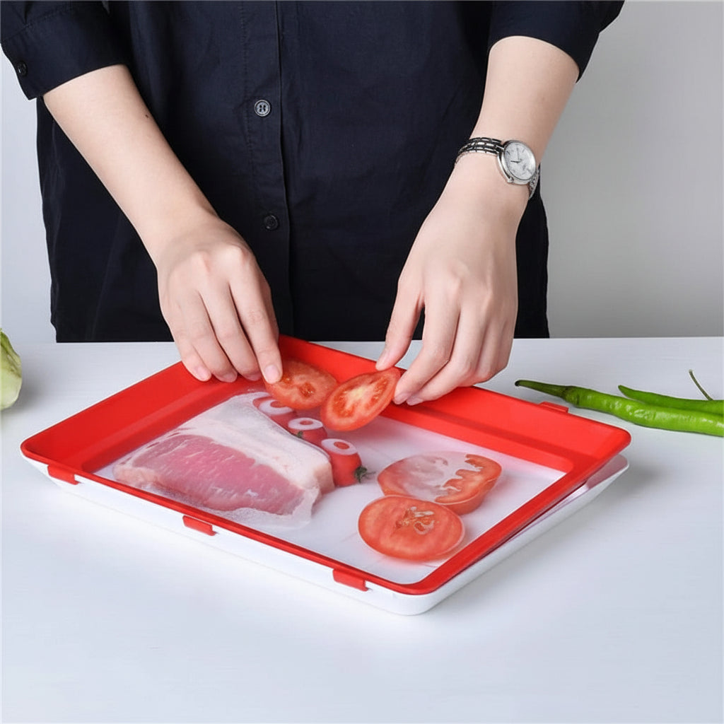 Bandeja Reutilizable para Alimentos con Tapa Elástica