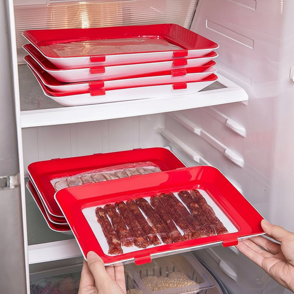 Bandeja Reutilizable para Alimentos con Tapa Elástica