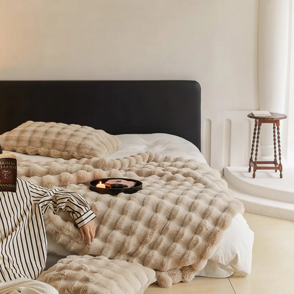 Manta de Pelo Sintético Suave y Mullida para Sofá o Cama