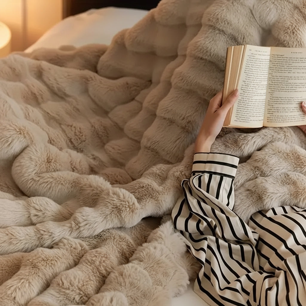 Manta de Pelo Sintético Suave y Mullida para Sofá o Cama