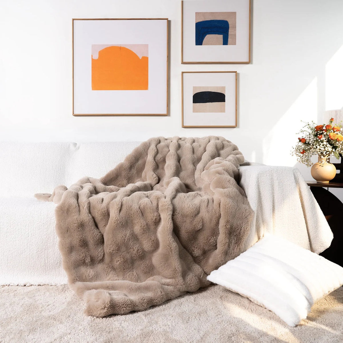 Manta de Pelo Sintético Suave y Mullida para Sofá o Cama