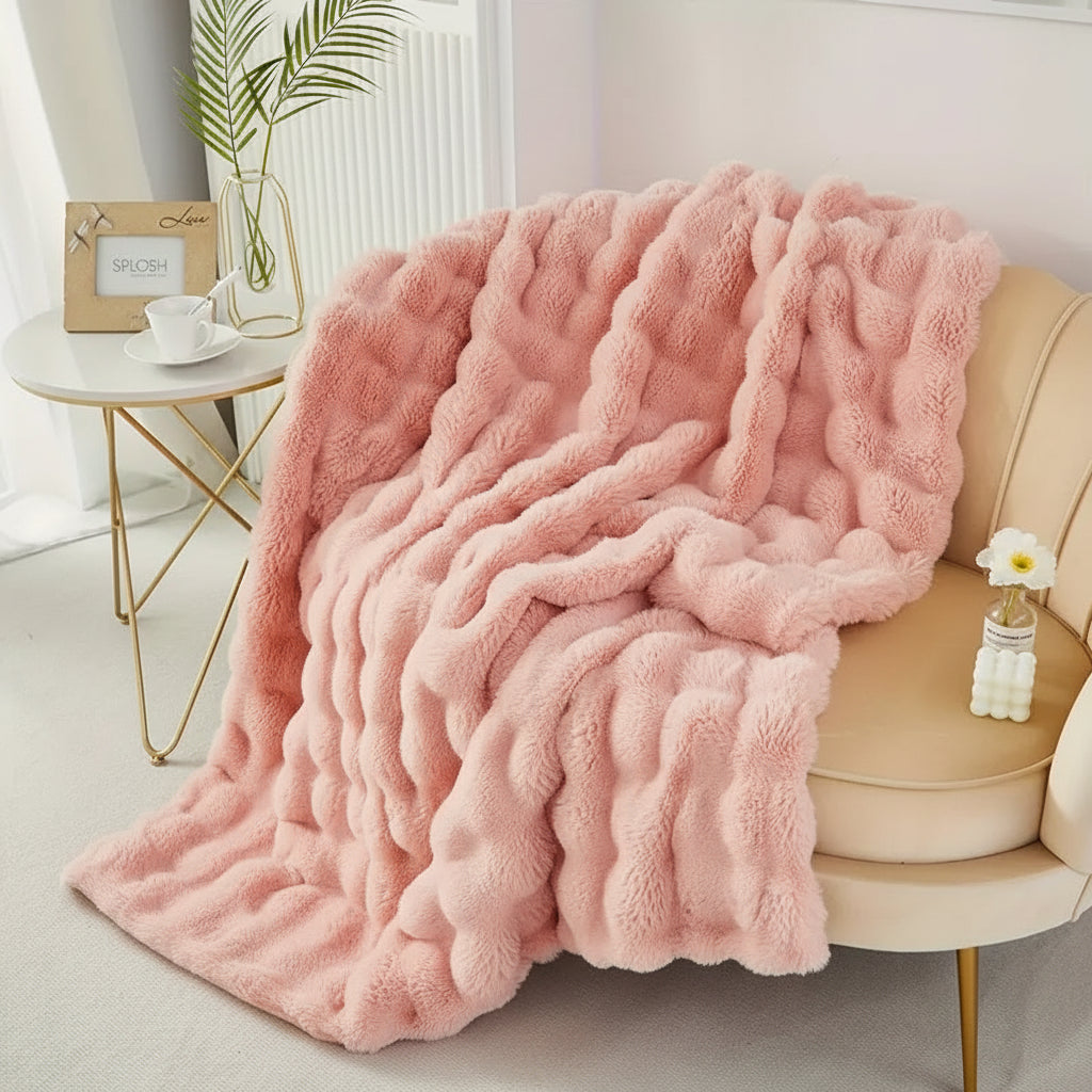 Manta de Pelo Sintético Suave y Mullida para Sofá o Cama