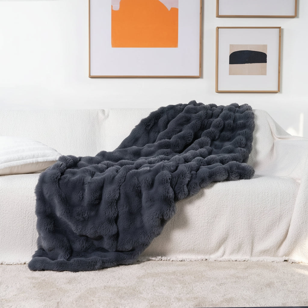 Manta de Pelo Sintético Suave y Mullida para Sofá o Cama