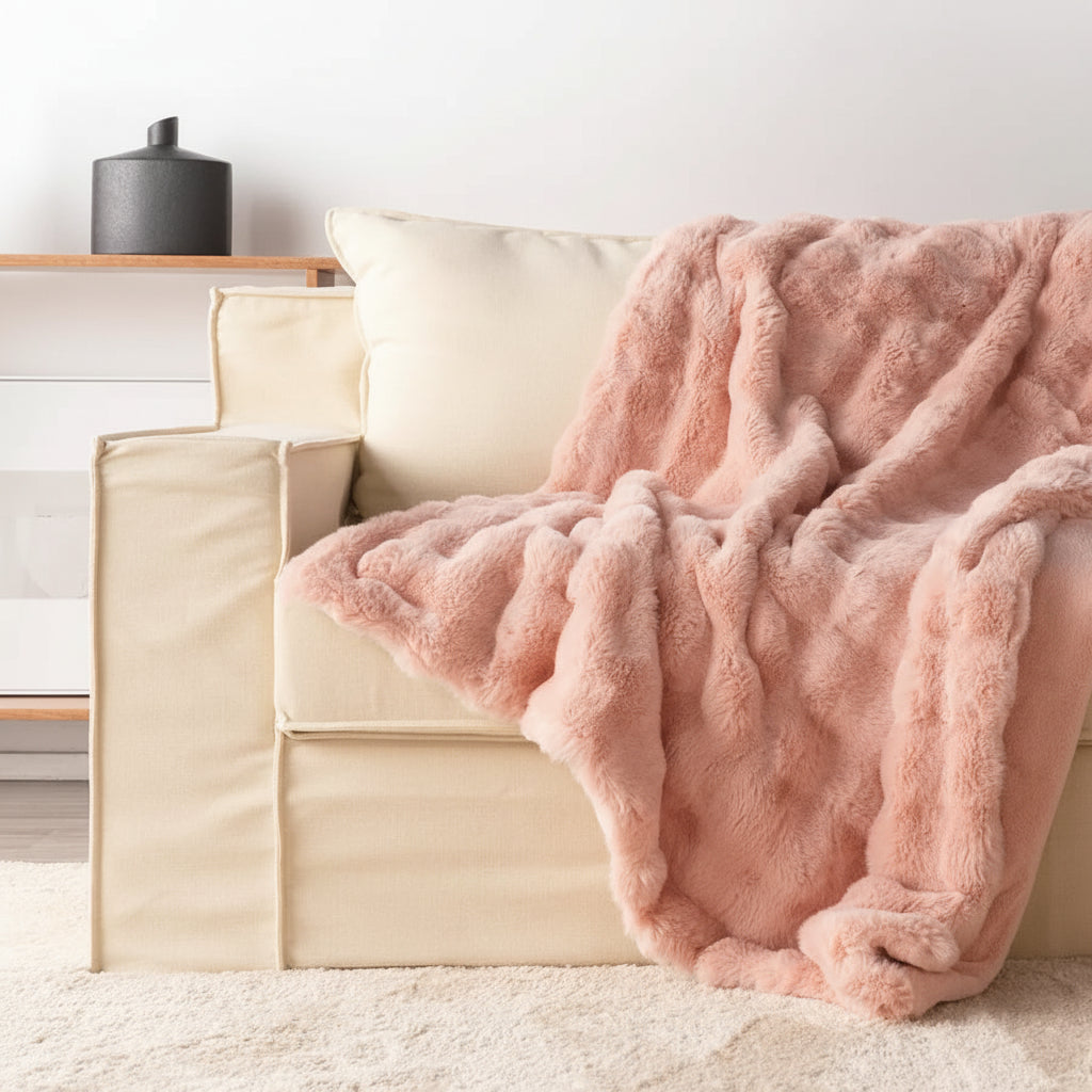 Manta de Pelo Sintético Suave y Mullida para Sofá o Cama