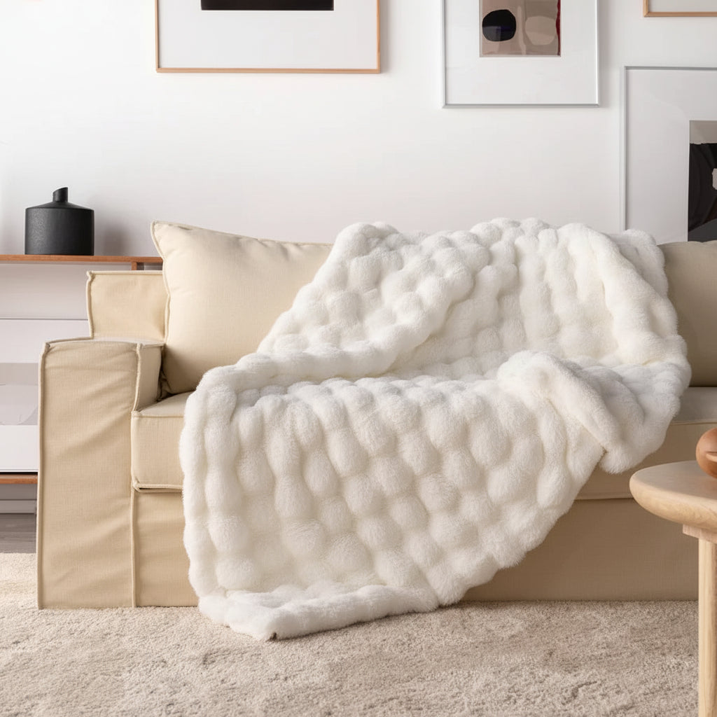 Manta de Pelo Sintético Suave y Mullida para Sofá o Cama