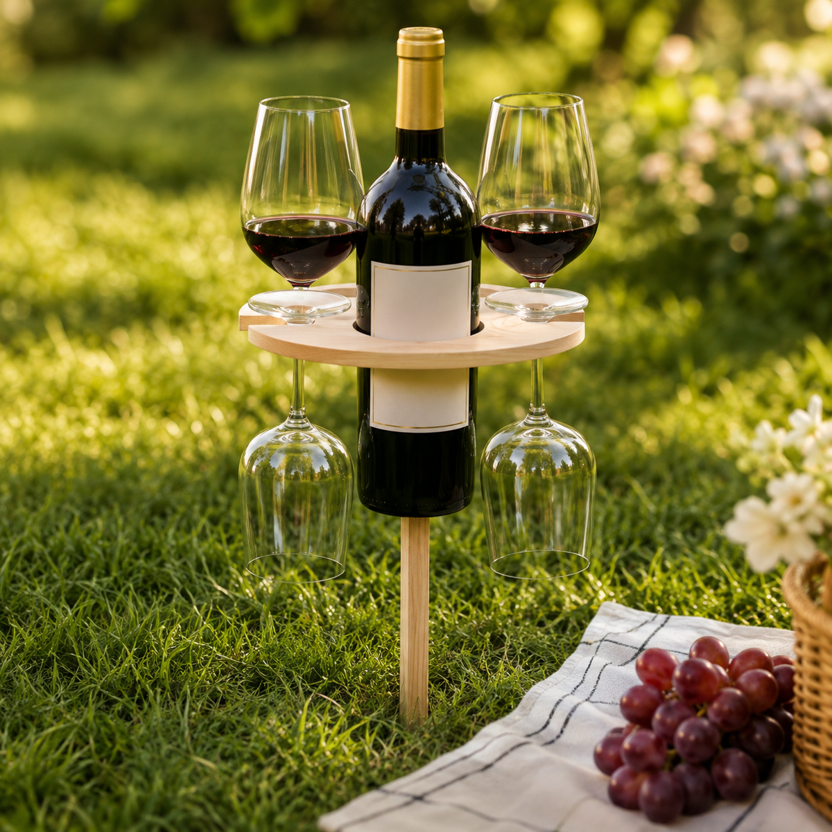 Mesa de Vino Plegable Portátil para Picnic, Playa y Jardín