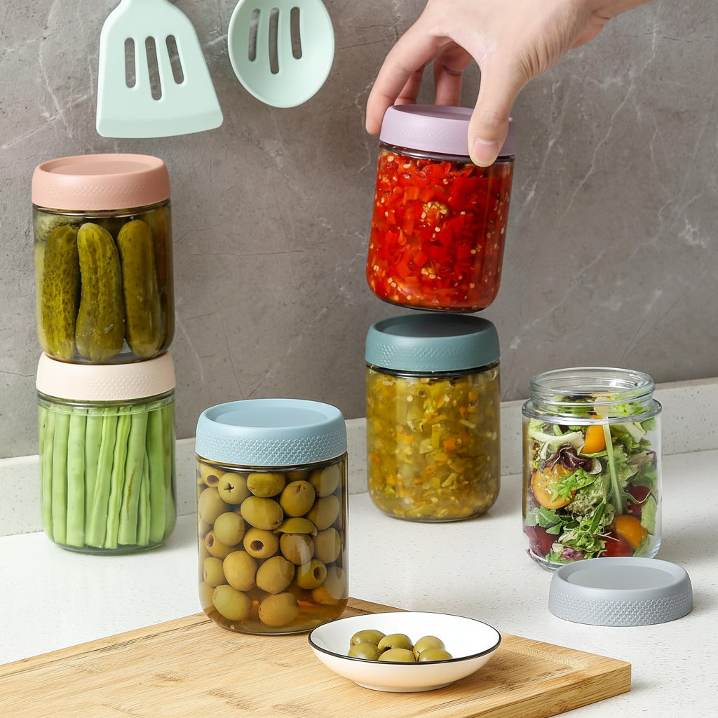 Tarros de Vidrio Herméticos Apilables para Alimentos