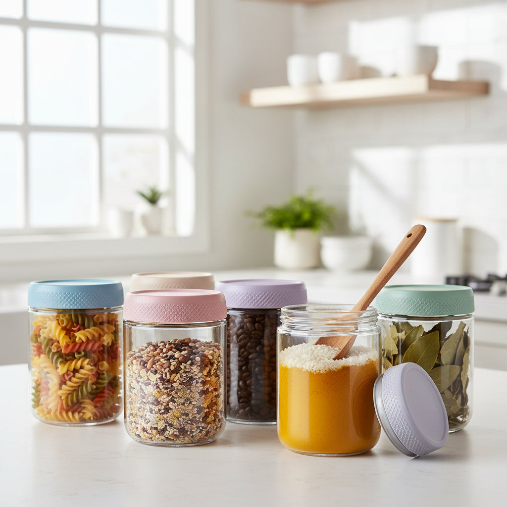 Tarros de Vidrio Herméticos Apilables para Alimentos
