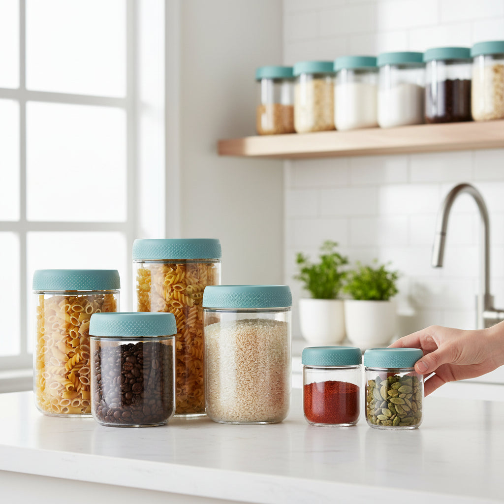 Tarros de Vidrio Herméticos Apilables para Alimentos