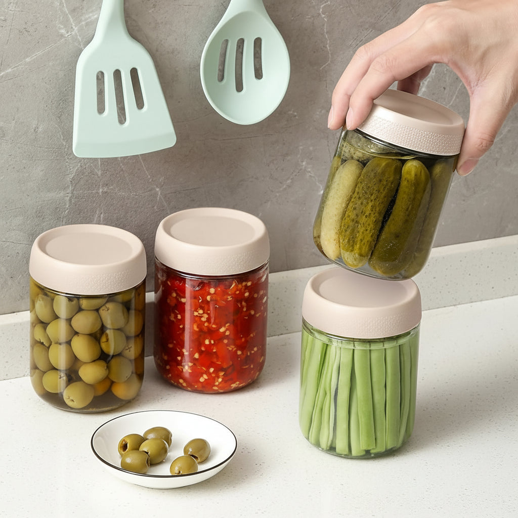 Tarros de Vidrio Herméticos Apilables para Alimentos