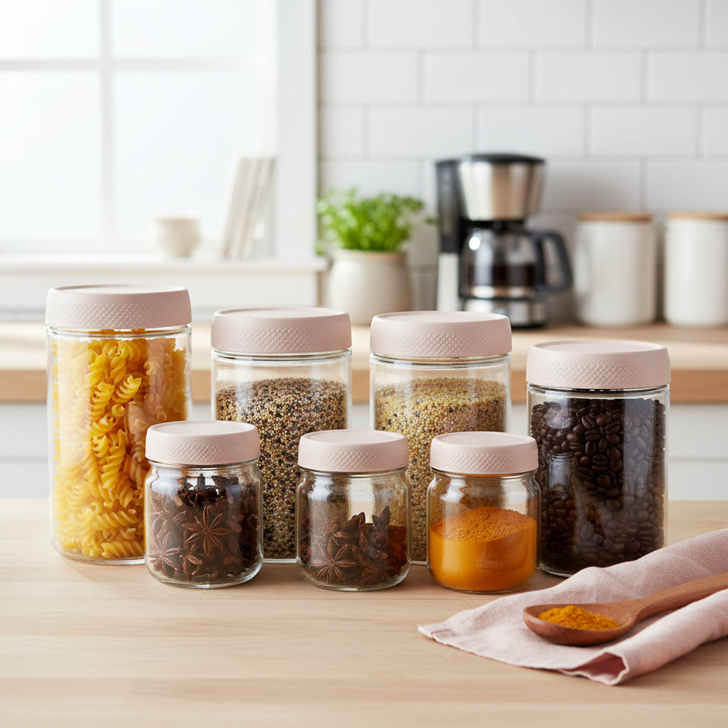 Tarros de Vidrio Herméticos Apilables para Alimentos