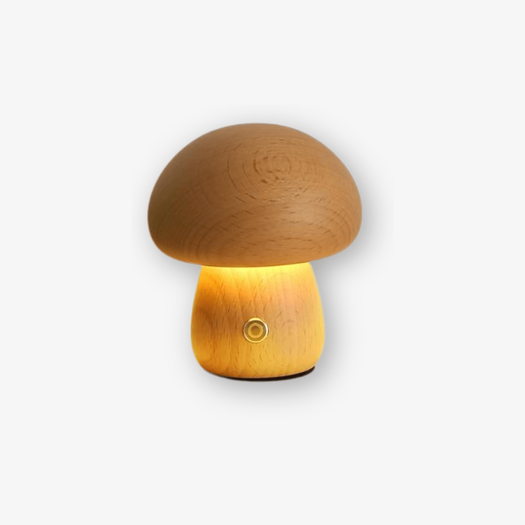 Lámpara Seta Portobello de Madera Recargable Luz Nocturna