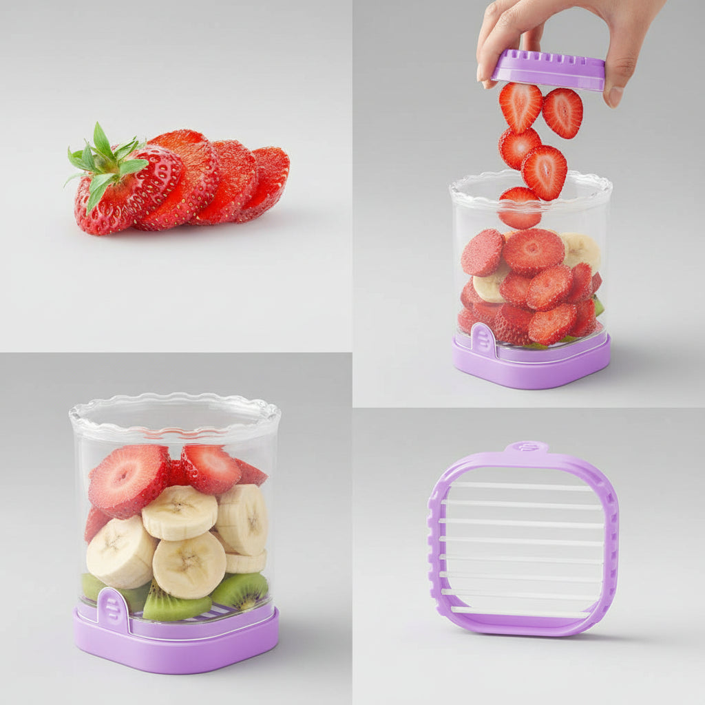 Cortador de Fresas y Frutas de Acero Inoxidable 8 Cuchillas