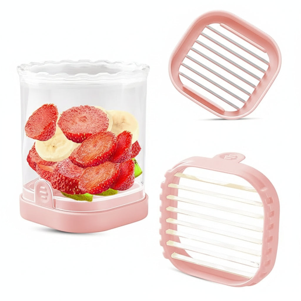 Cortador de Fresas y Frutas de Acero Inoxidable 8 Cuchillas