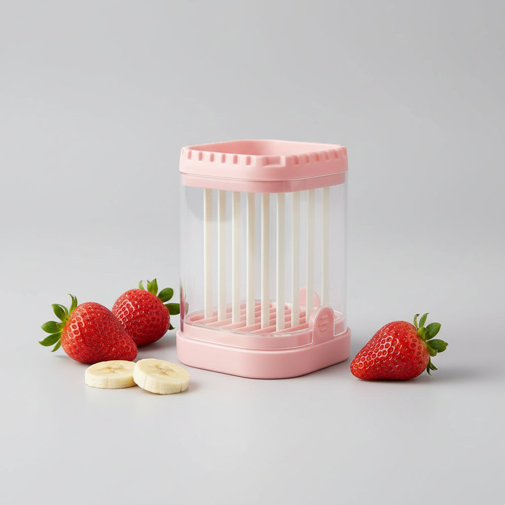 Cortador de Fresas y Frutas de Acero Inoxidable 8 Cuchillas