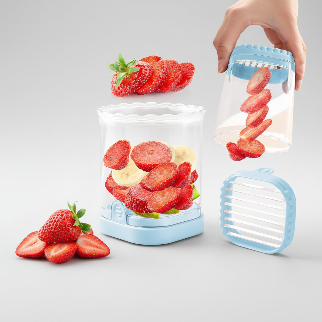 Cortador de Fresas y Frutas de Acero Inoxidable 8 Cuchillas