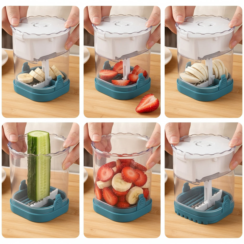 Cortador de Fresas y Frutas de Acero Inoxidable 8 Cuchillas
