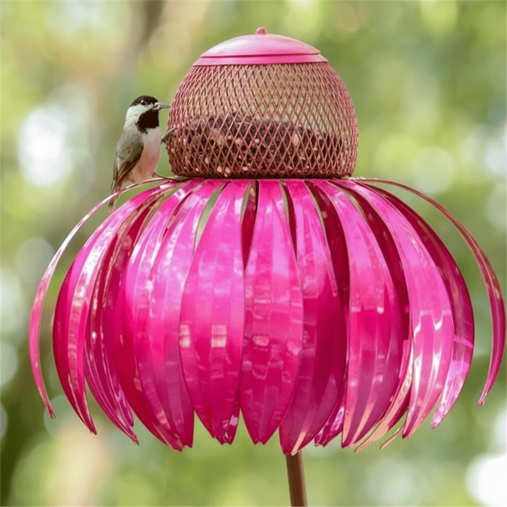 Comedero para Pájaros de Metal con Girasol Colgante Jardín