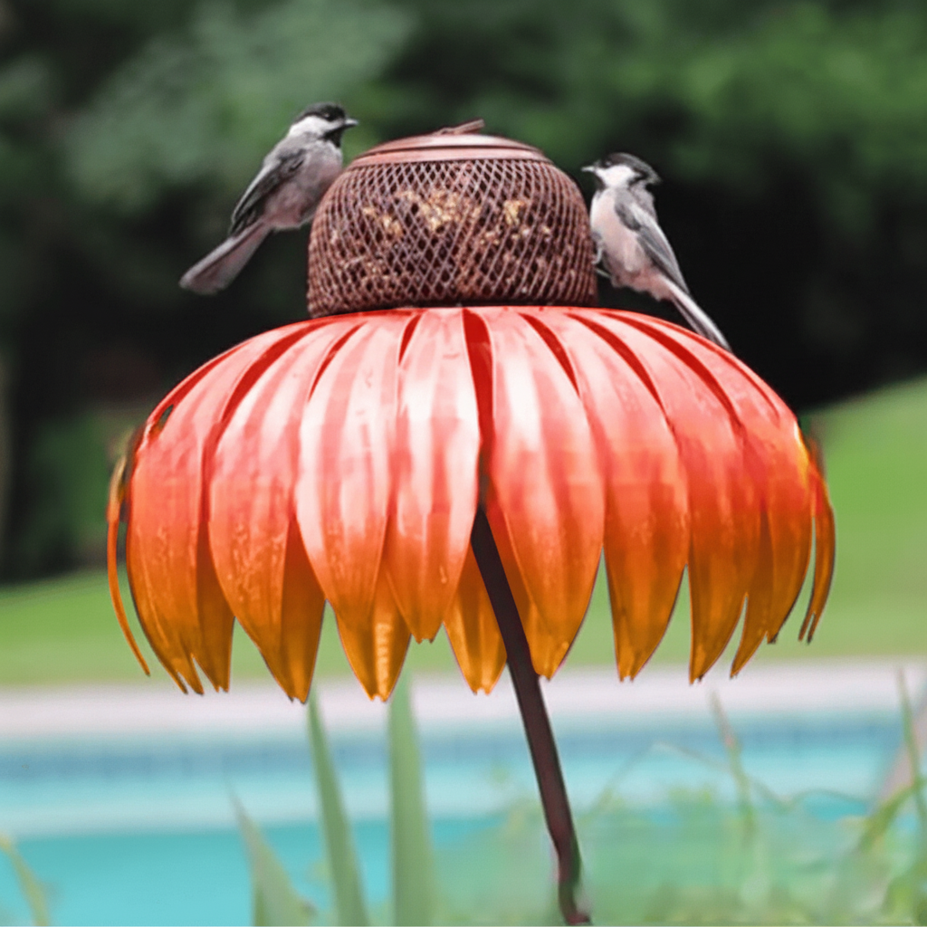 Comedero para Pájaros de Metal con Girasol Colgante Jardín