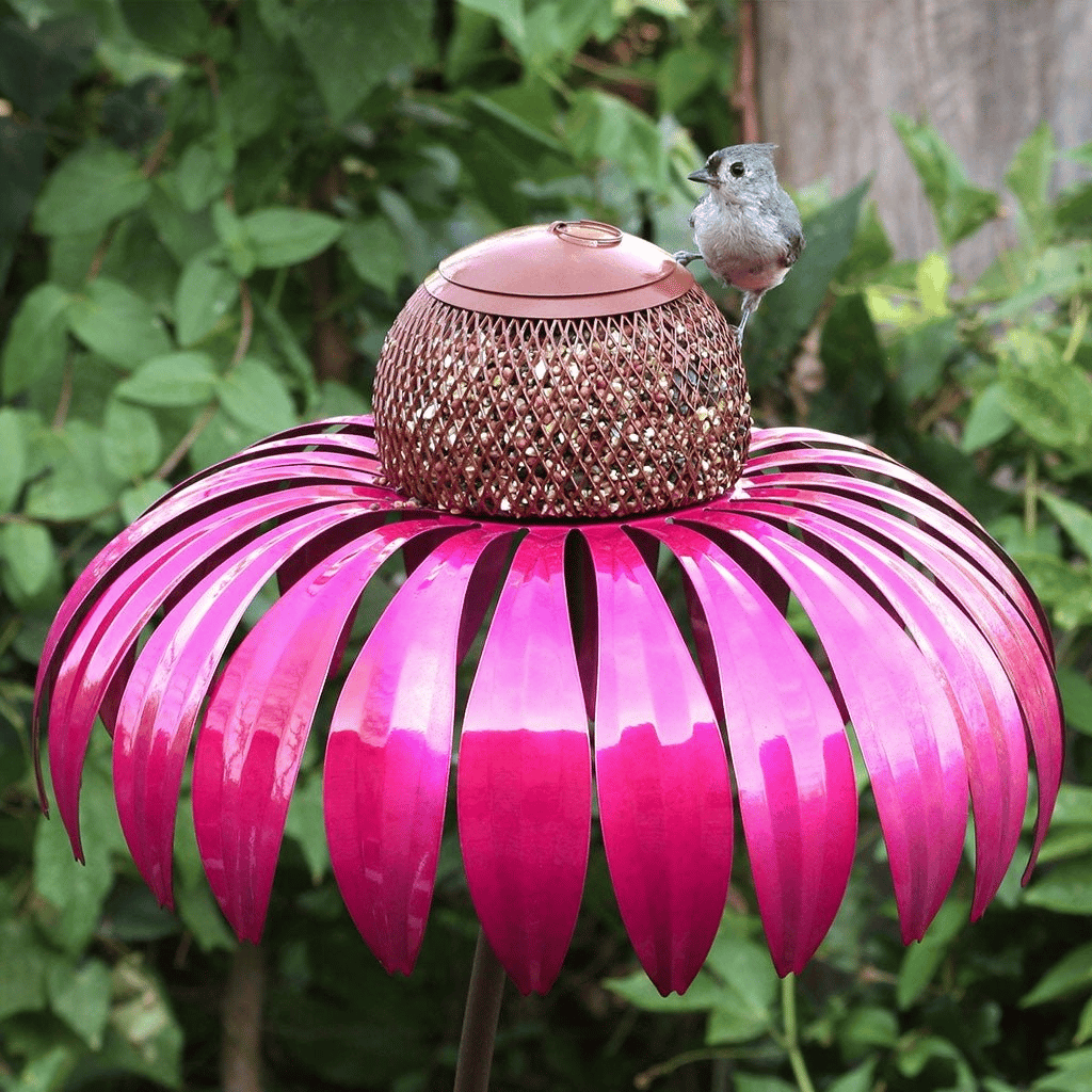 Comedero para Pájaros de Metal con Girasol Colgante Jardín