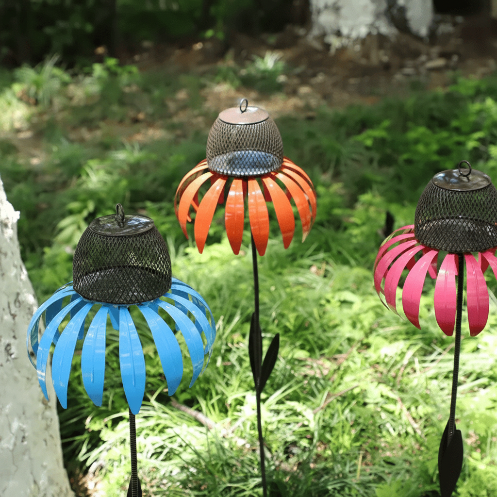 Comedero para Pájaros de Metal con Girasol Colgante Jardín