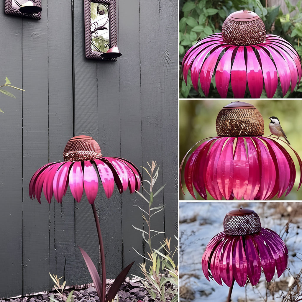 Comedero para Pájaros de Metal con Girasol Colgante Jardín