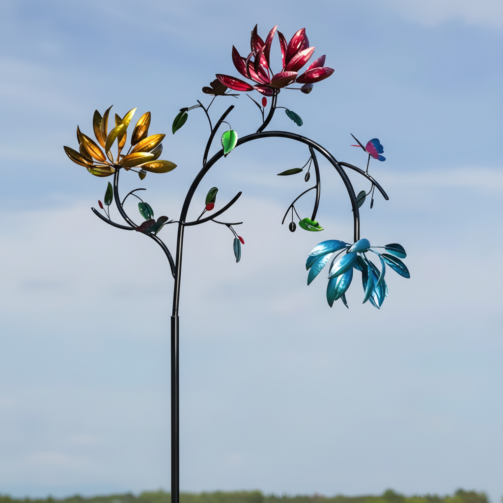 Móvil de Viento con Mariposa Giratoria para Jardín y Patio