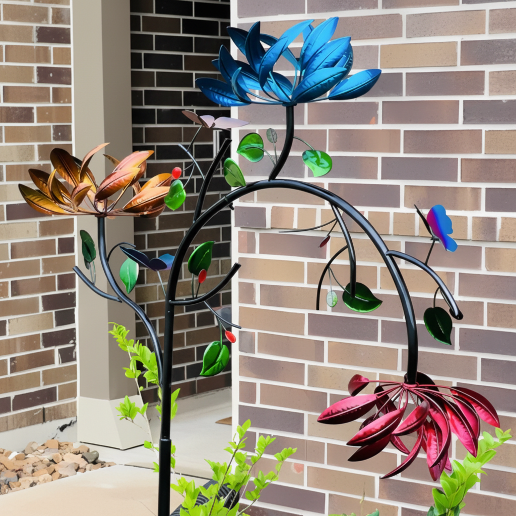Móvil de Viento con Mariposa Giratoria para Jardín y Patio