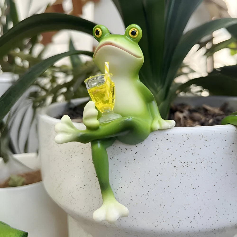 Adorno de Rana para Borde de Maceta Divertido para Jardín