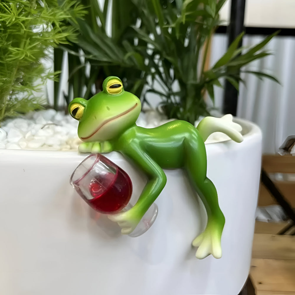 Adorno de Rana para Borde de Maceta Divertido para Jardín