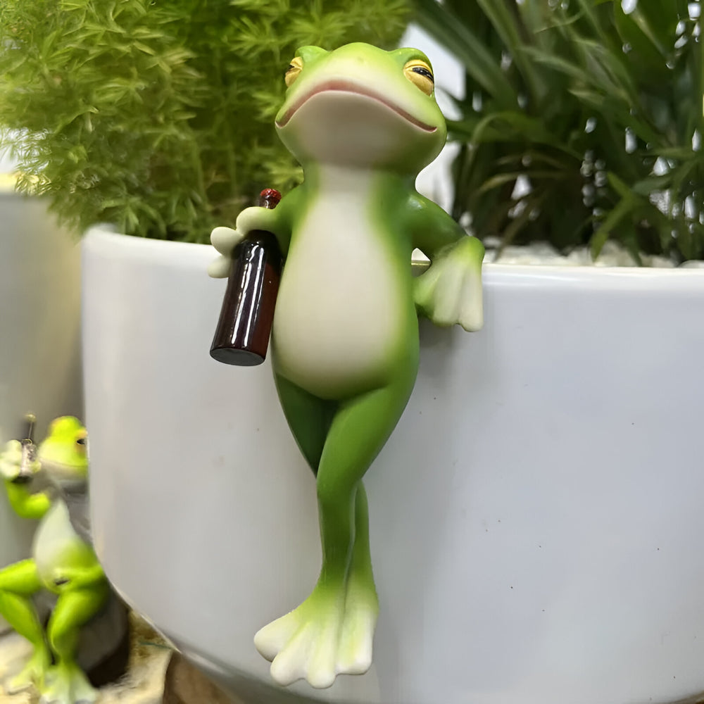 Adorno de Rana para Borde de Maceta Divertido para Jardín