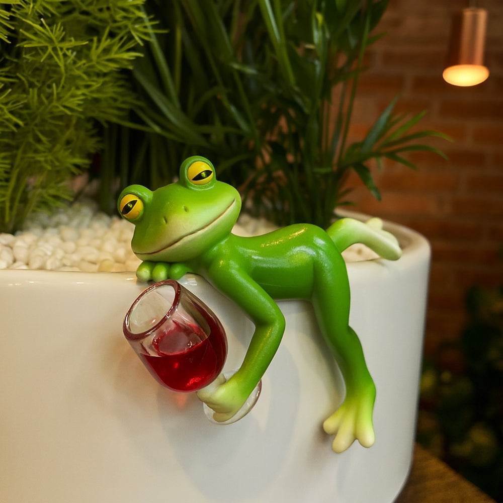 Adorno de Rana para Borde de Maceta Divertido para Jardín
