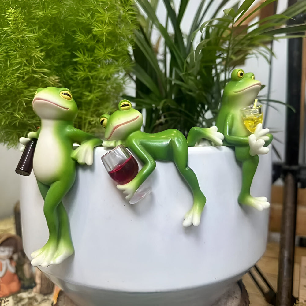 Adorno de Rana para Borde de Maceta Divertido para Jardín