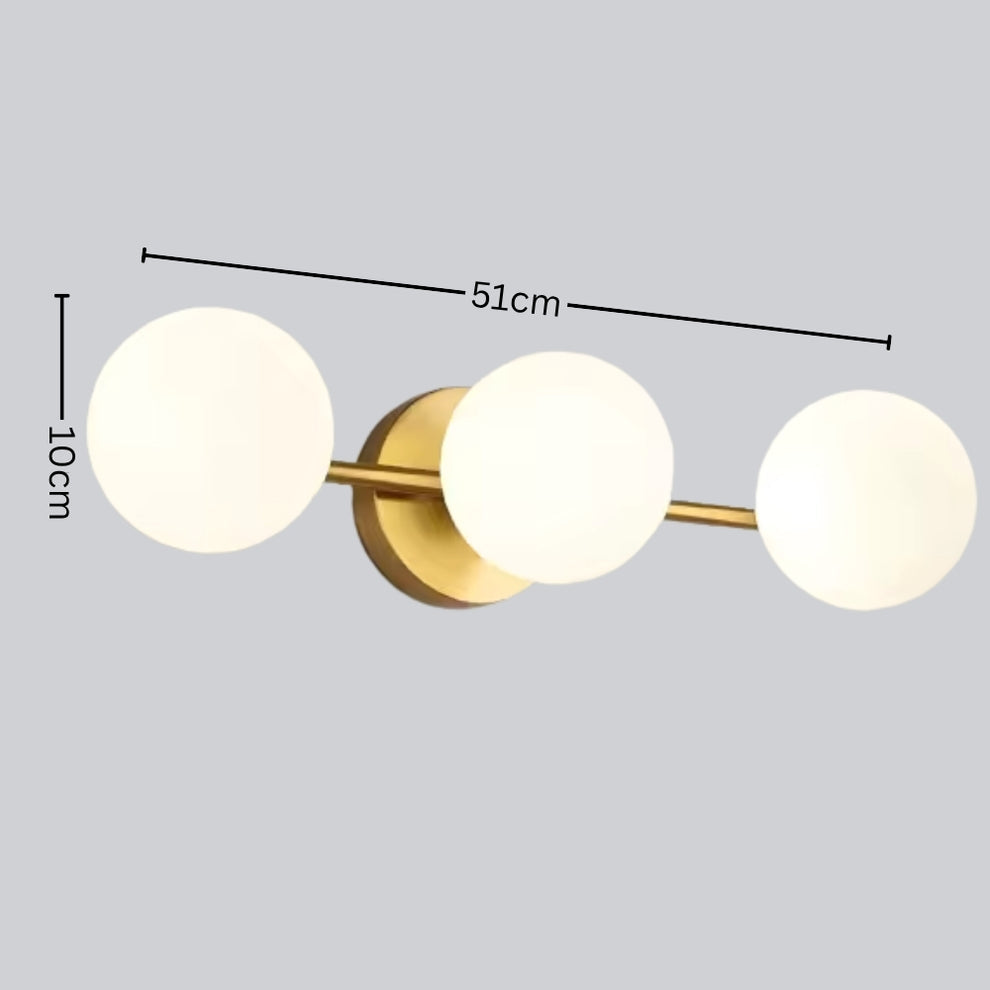 Aplique de Pared Triple Globo de Vidrio Esmerilado Nórdico