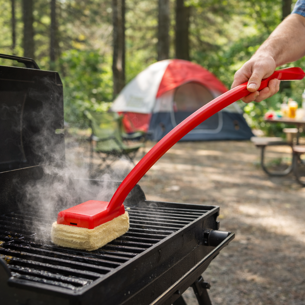 Cepillo Limpiador de Barbacoa a Vapor sin Cerdas Mango Largo