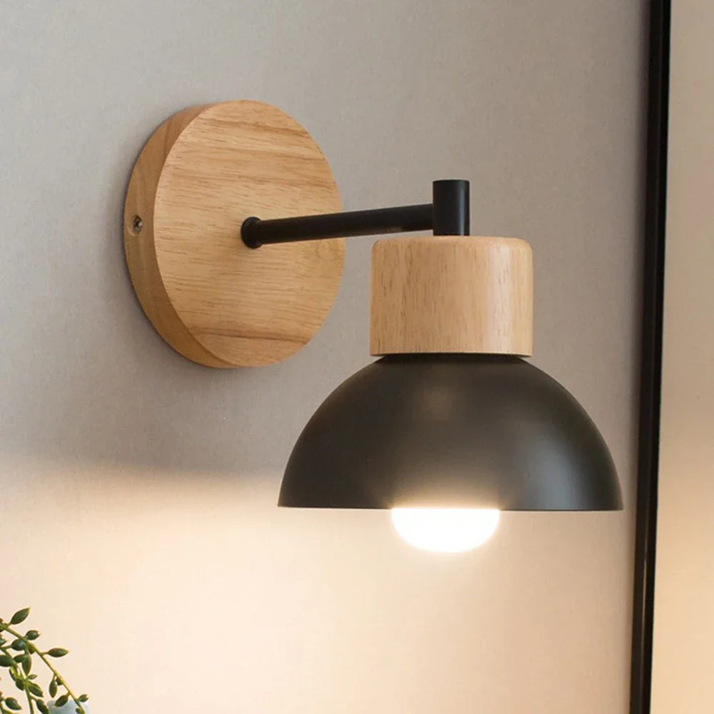 Aplique de Pared de Madera y Metal Nórdico para Mesilla