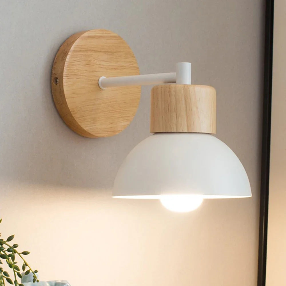 Aplique de Pared de Madera y Metal Nórdico para Mesilla
