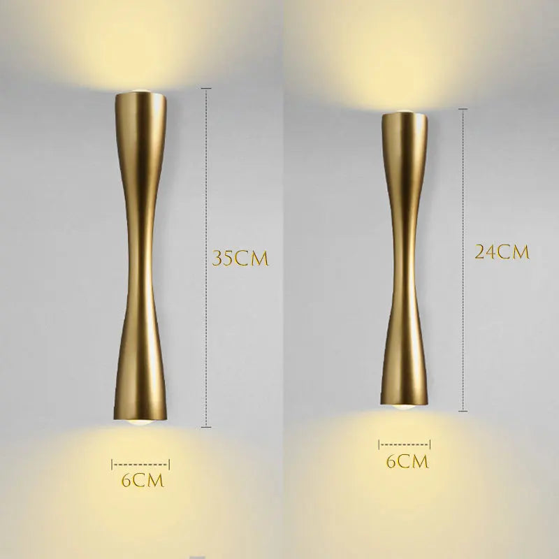 Aplique de Pared LED Nórdico de Luz Arriba y Abajo en Oro