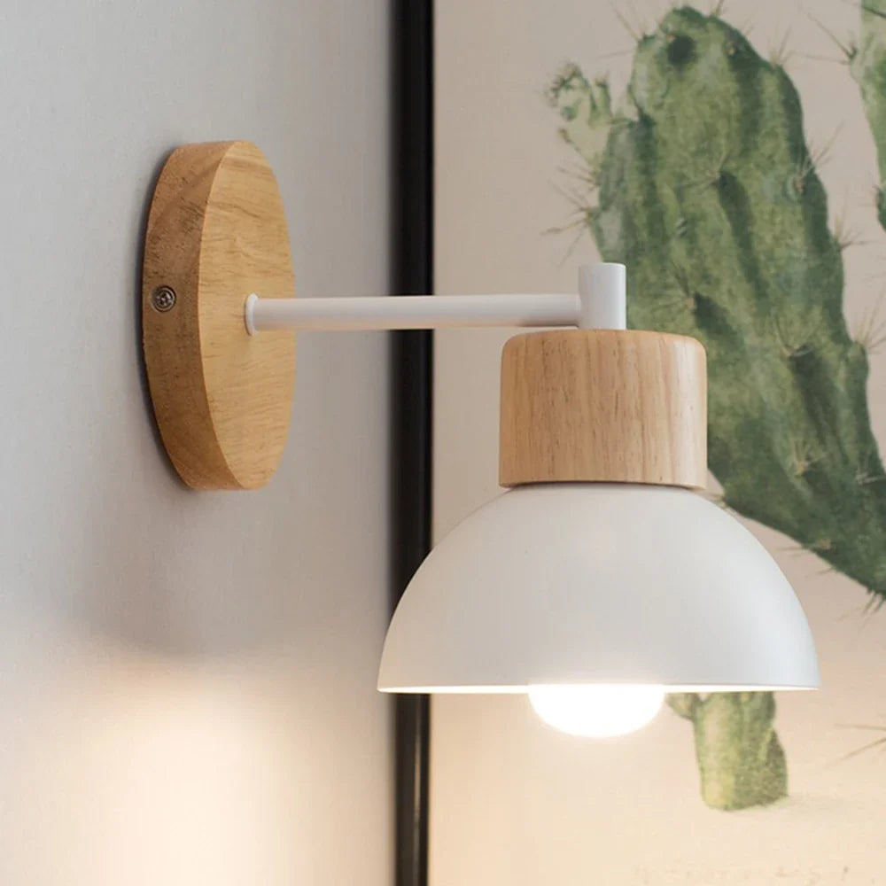 Aplique de Pared de Madera y Metal Nórdico para Mesilla