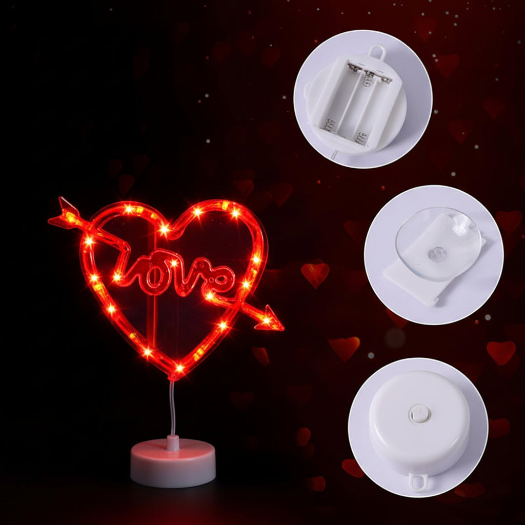 Luces LED de Corazón con Ventosa para Ventana a Pilas