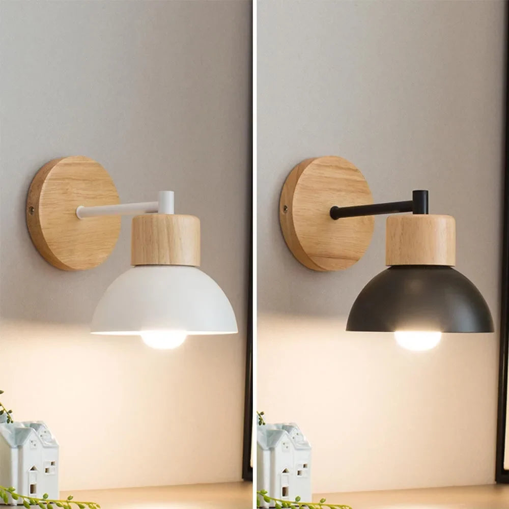 Aplique de Pared de Madera y Metal Nórdico para Mesilla