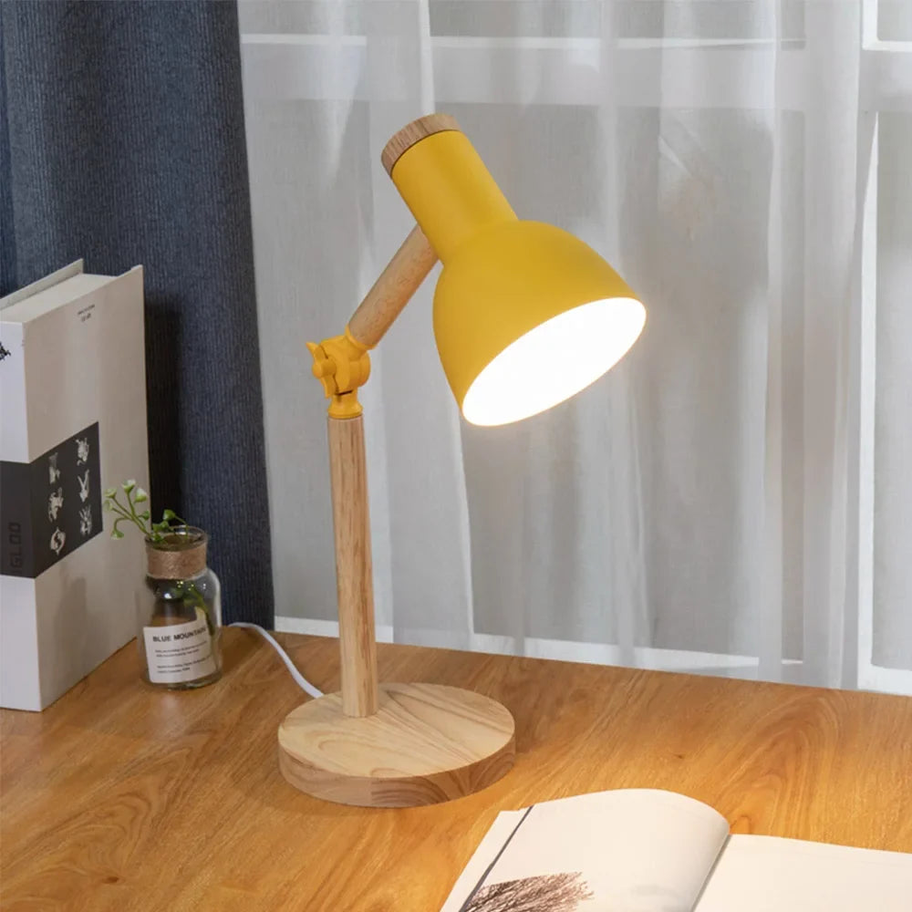 Lámpara de Escritorio de Madera Nórdica Pantalla de Color